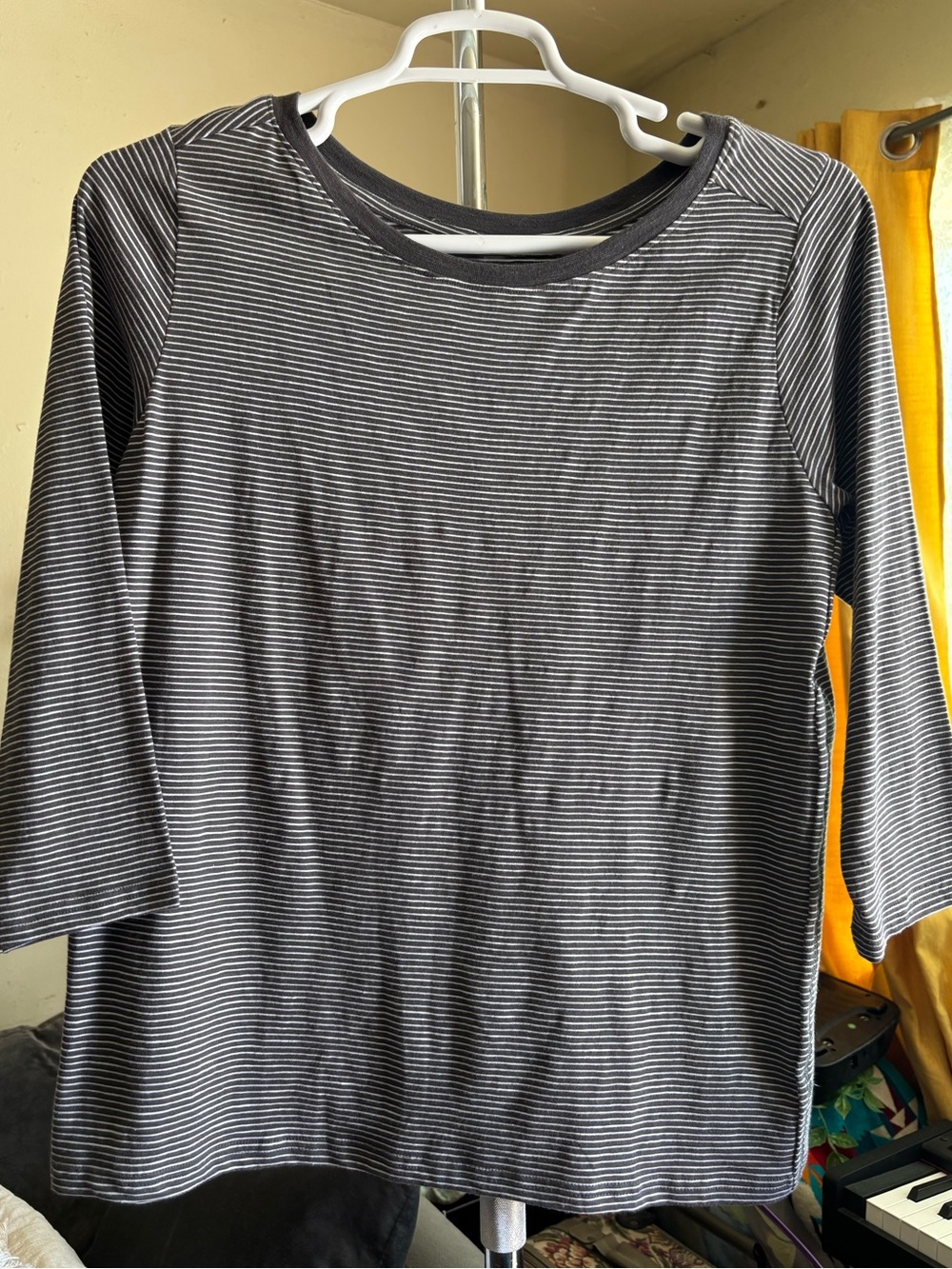 Pact Organic Cotton Striped 3/4 Sleeve Top Size L